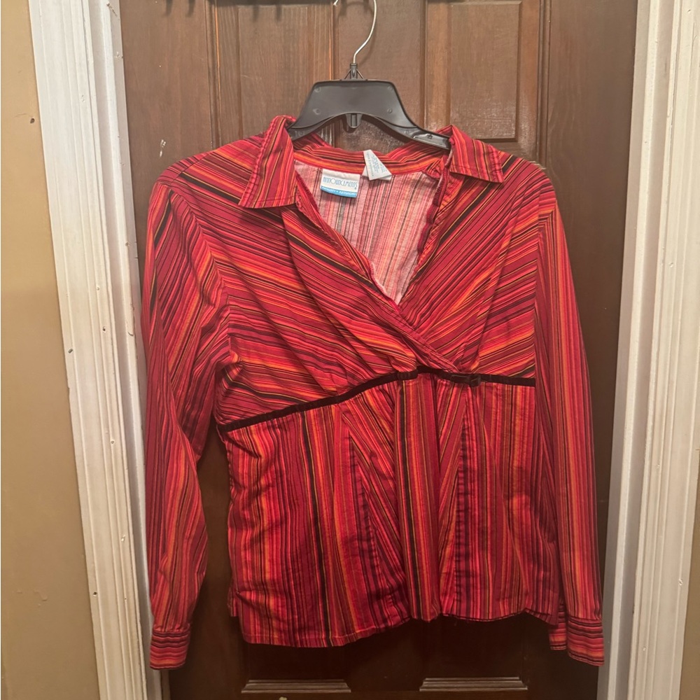 Women’s XL Red Long Sleeve Announcements Maternity Blouse